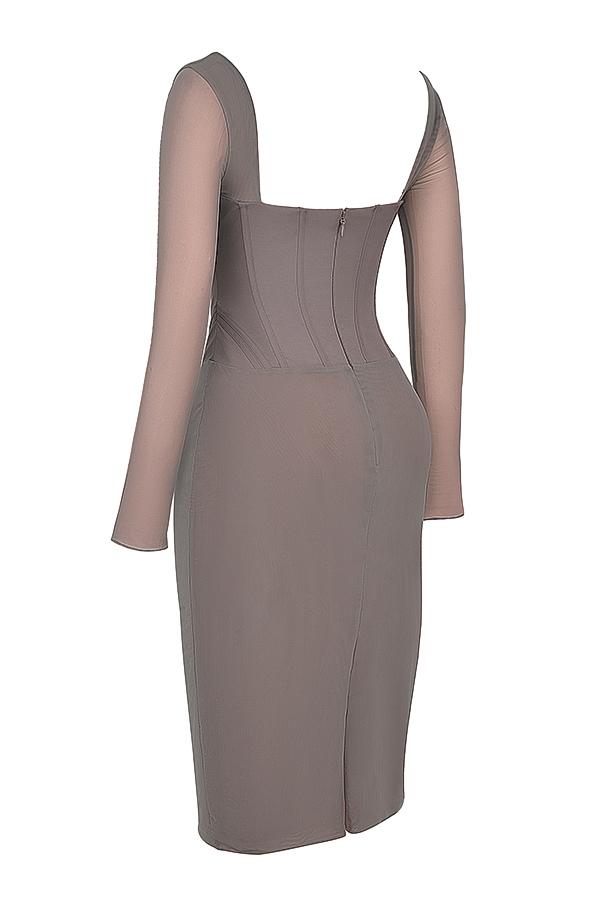 Safran  mocha corset midi dress Product Image
