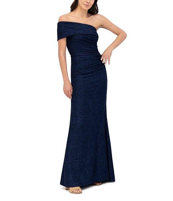 Eliza J One Sleeve Shimmer Knit Mermaid Gown Product Image