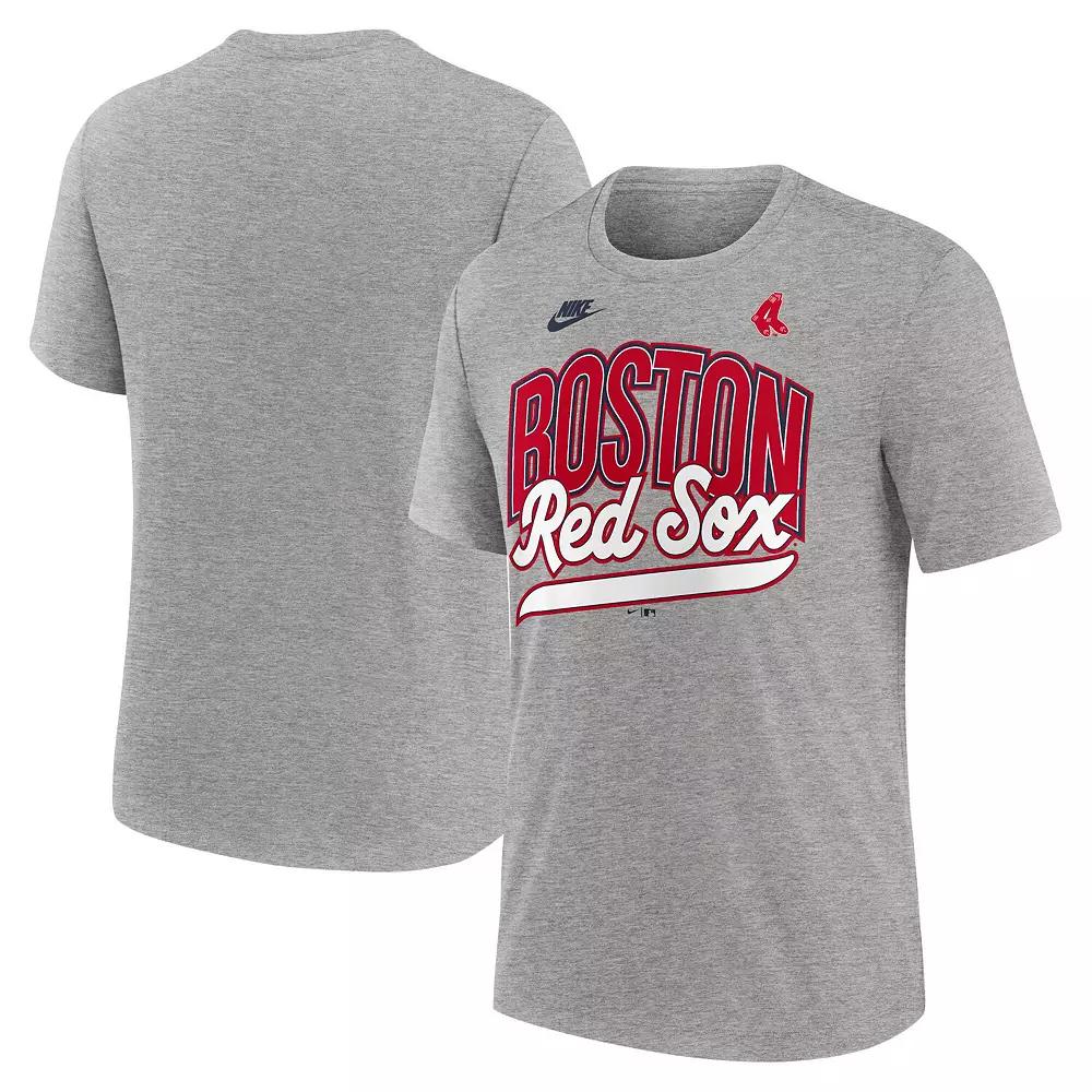 Men's Nike Heather Gray Boston Red Sox Cooperstown Collection Retro Tri-Blend T-Shirt,  Product Image