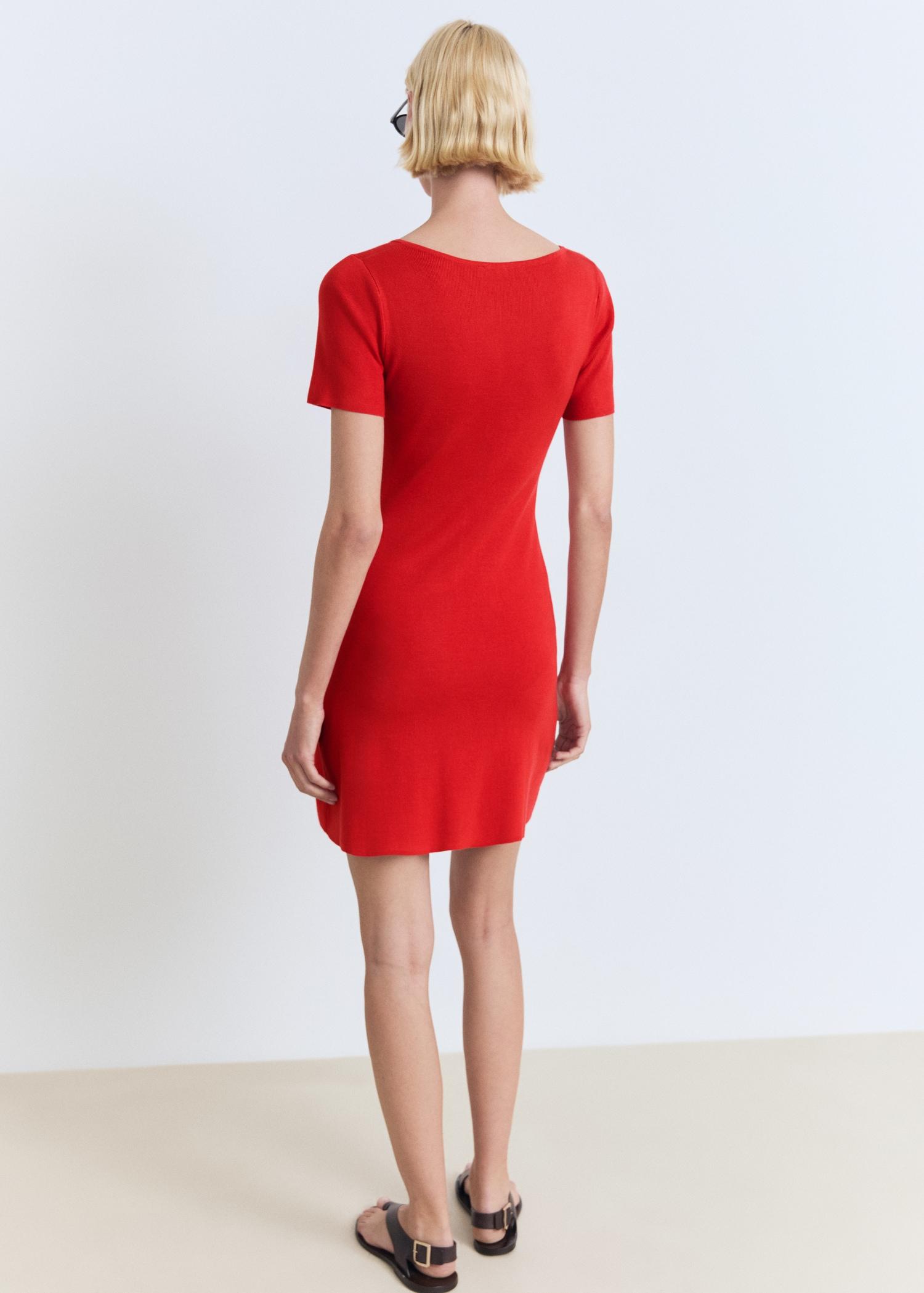 Knitted dress with bow neckline - Women | MANGO USA Product Image