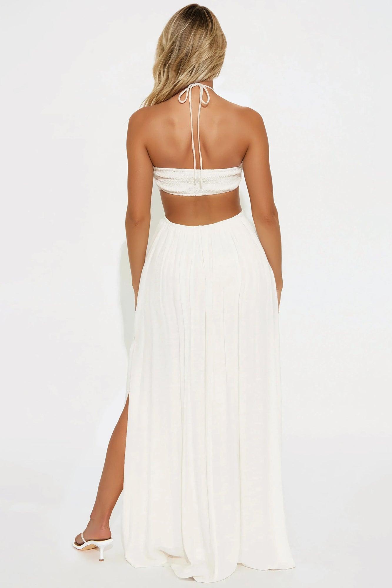 Miley Flowy Maxi Dress - White Product Image
