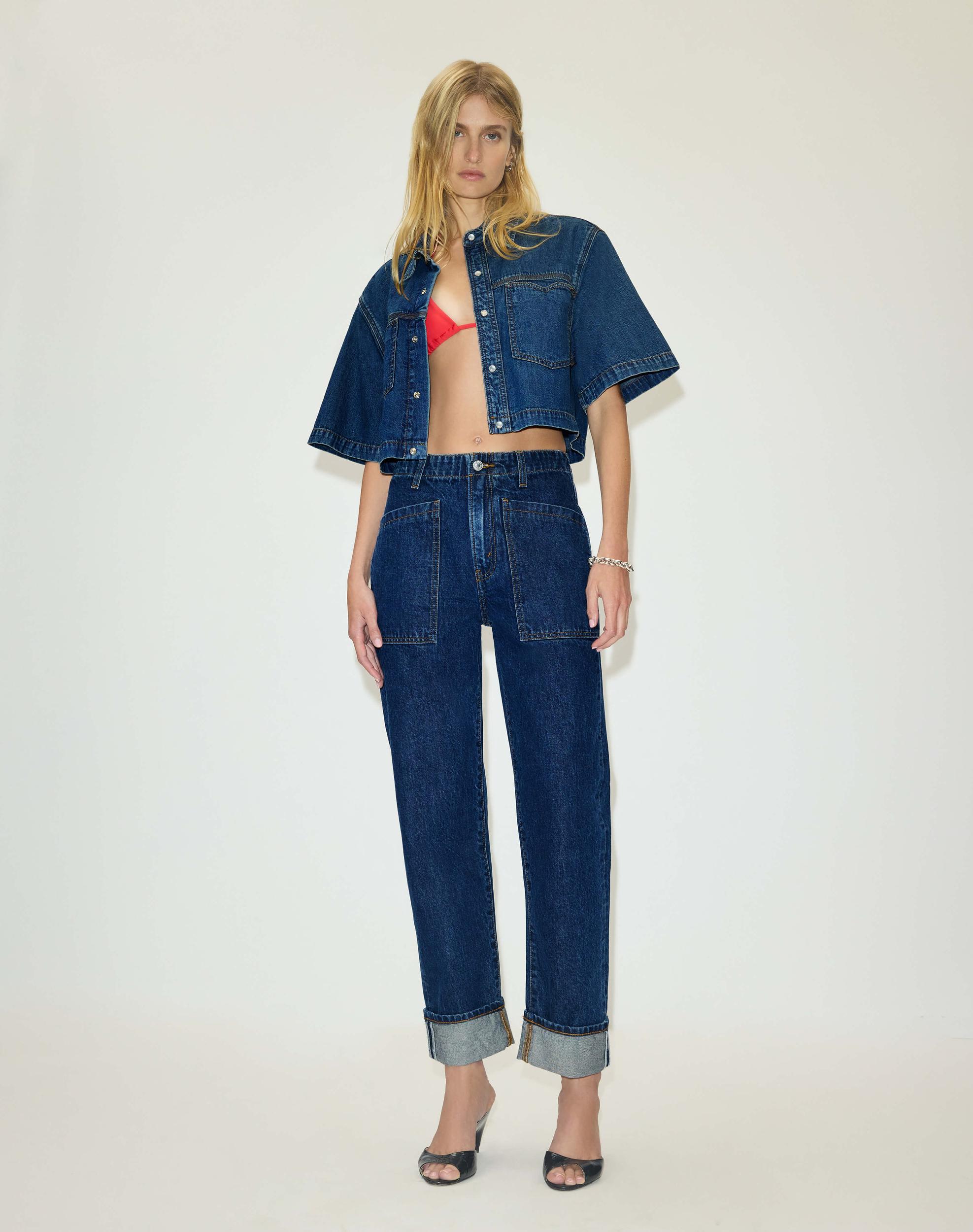 Oversized Crop Shirt - Rustic Indigo Female Product Image