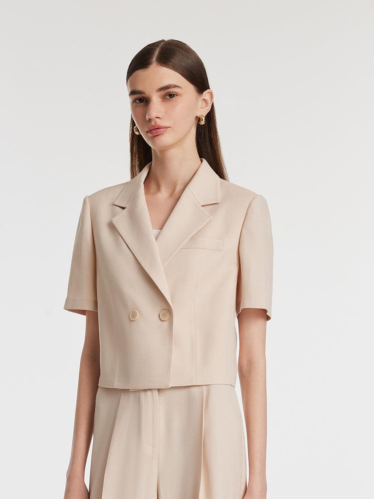 Acetate Short Sleeves Women Crop Blazer Product Image