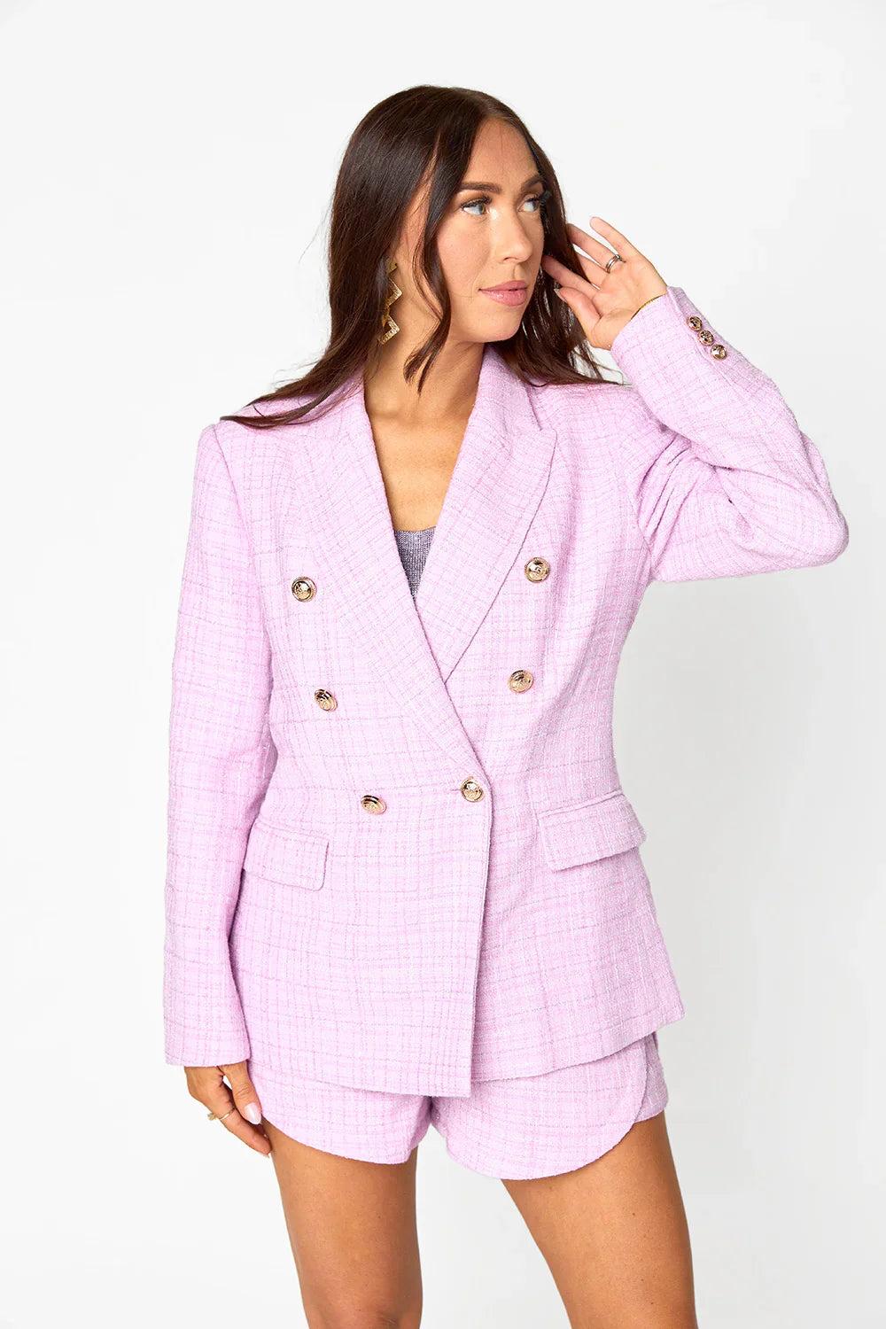 Lavender Tucker Tweed Blazer Product Image