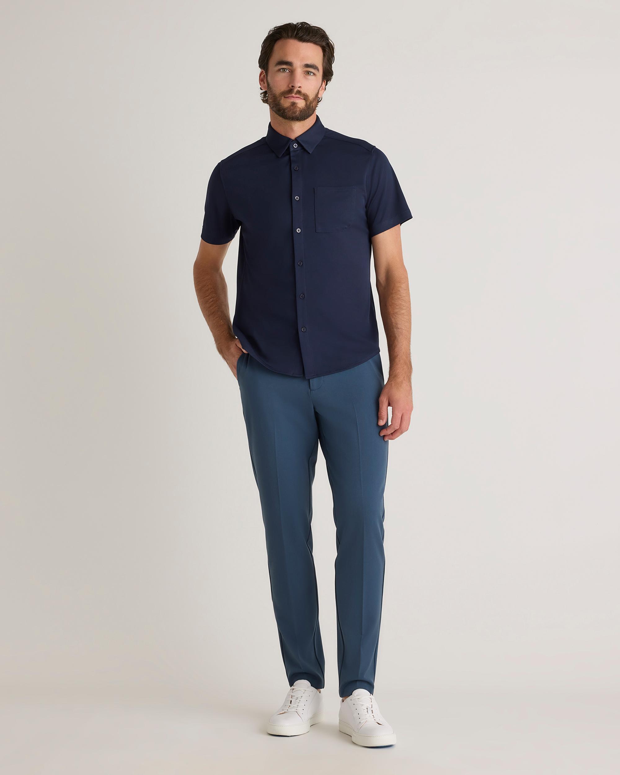 Quince | Men's Commuter Stretch Pique Short Sleeve Button Down 100% Polyester Product Image