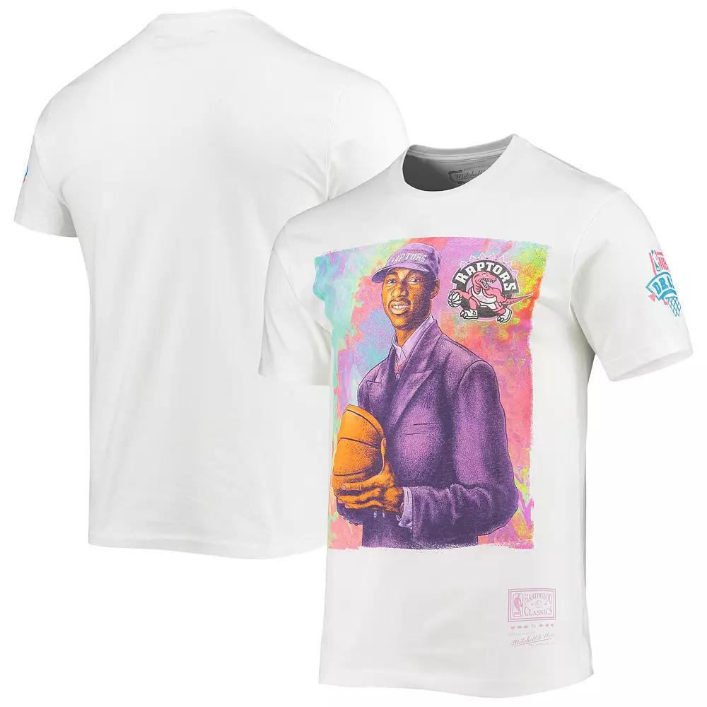 Men's Mitchell & Ness Tracy McGrady White Toronto Raptors Hardwood Classics Draft Day Colorwash T-Shirt, Size: XL, Rpt White Product Image