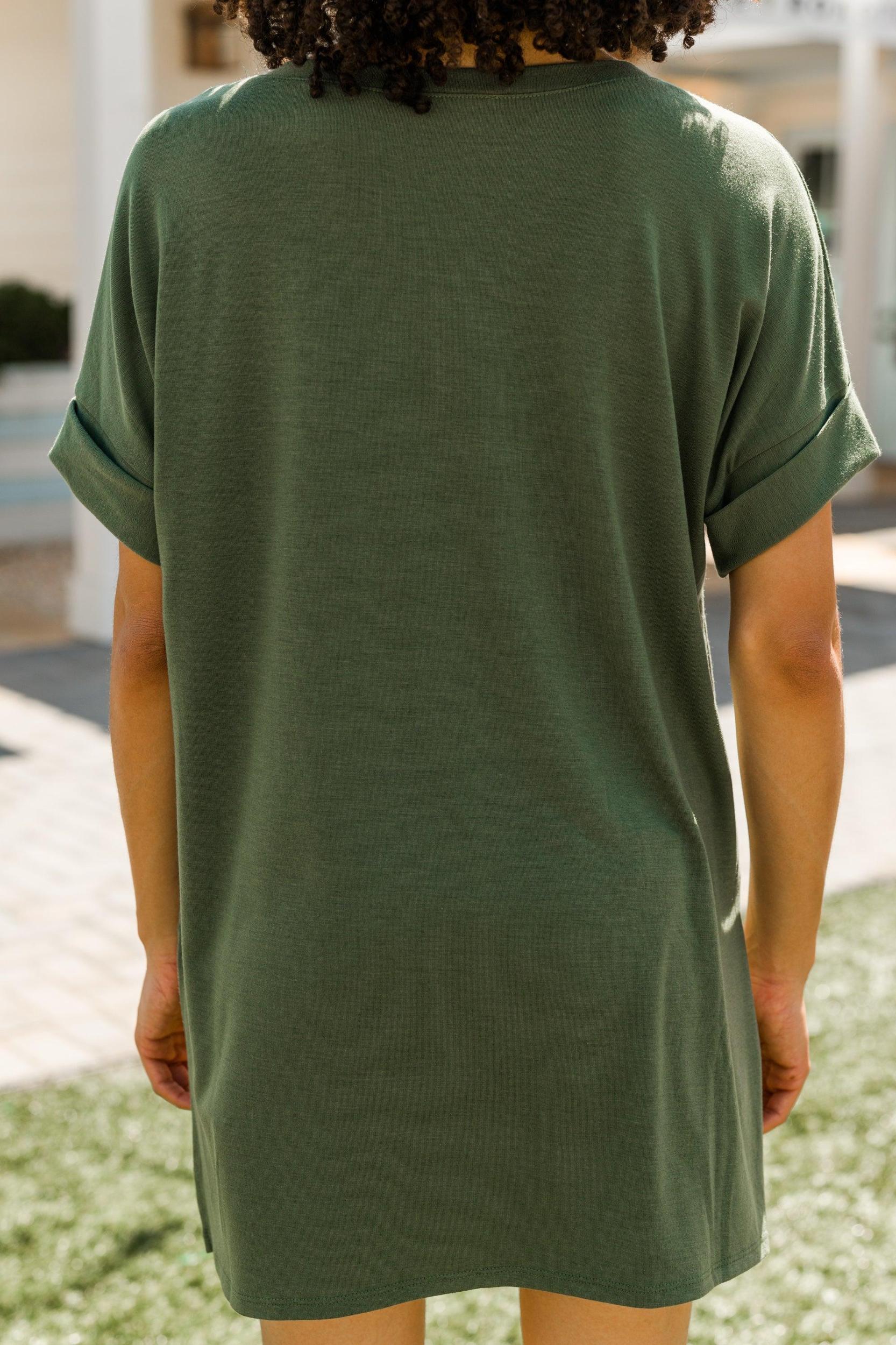 Make Your Life Easy Olive Green V-neck Top Female Product Image