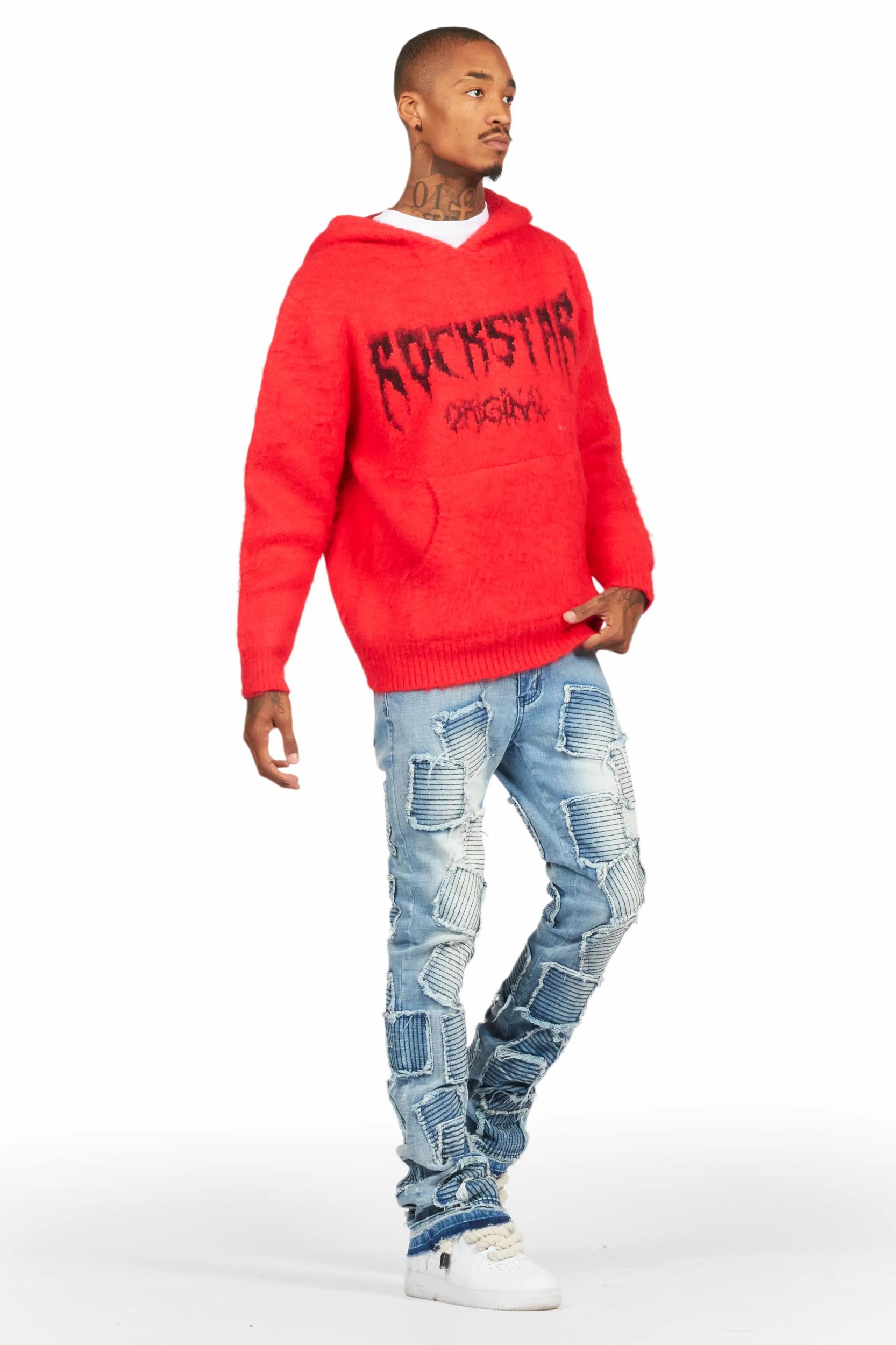 Andreas Red Graphic Knit Hoodie Female Product Image