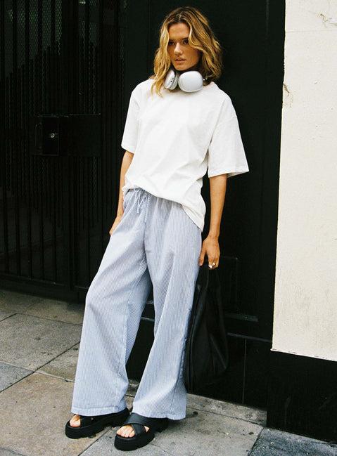 Holiday Tie Front Pant Blue/ White Stripe Product Image