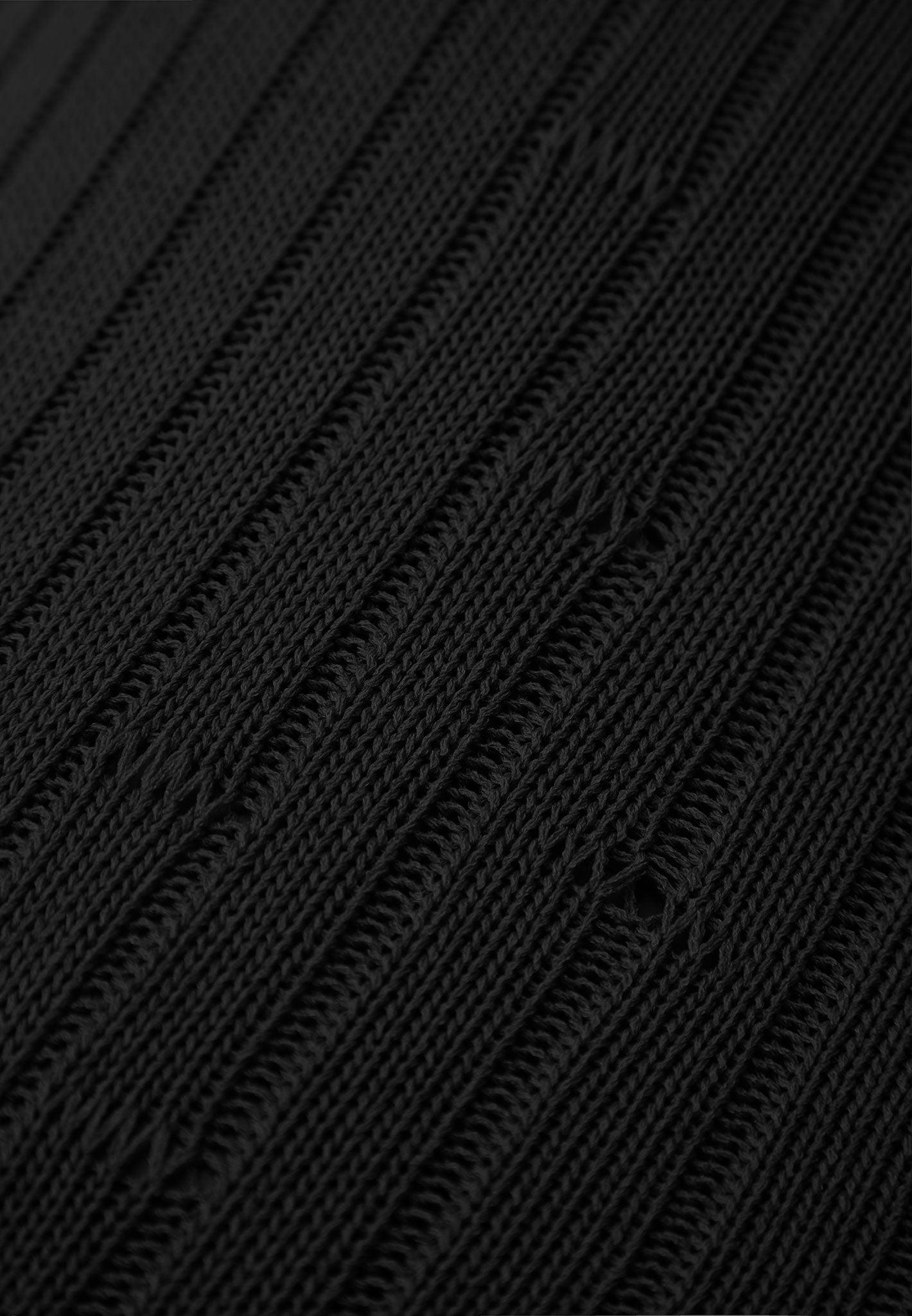 Distressed Knitted Cut Out Jumpsuit - Black Female Product Image