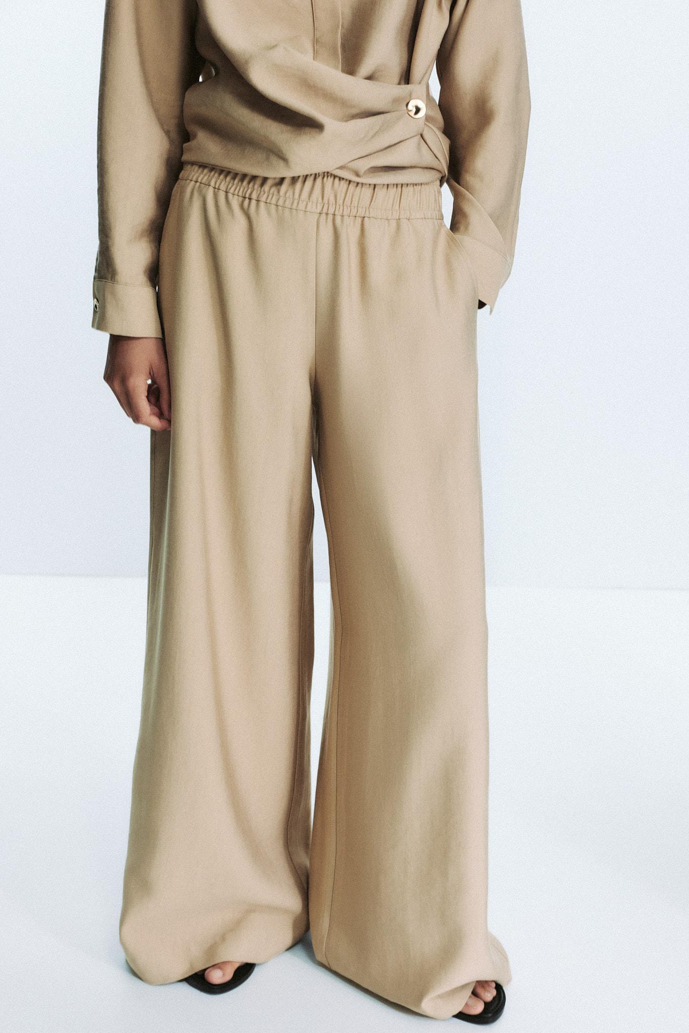 ELASTIC WAIST WIDE LEG PANTS Product Image