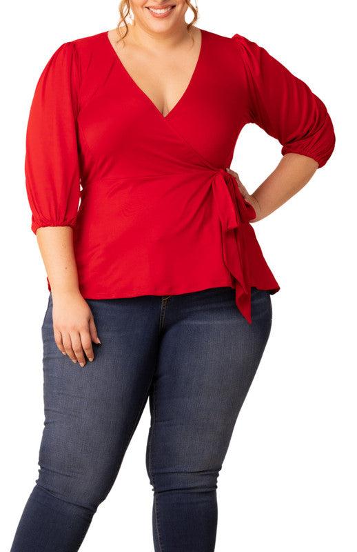 Nina 3/4 Sleeve Wrap Top - Plus Product Image