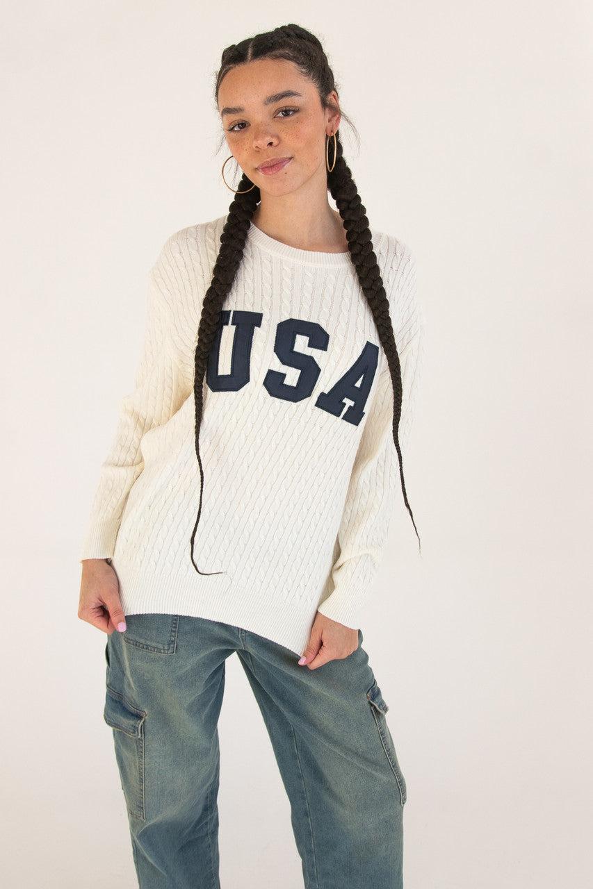 Cable Knit USA Sweater Product Image