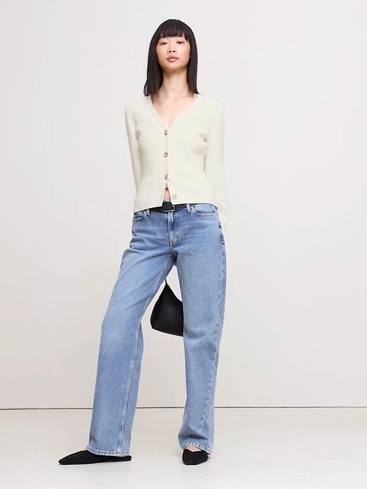 Cotton-Silk Flare-Sleeve Cardigan Product Image