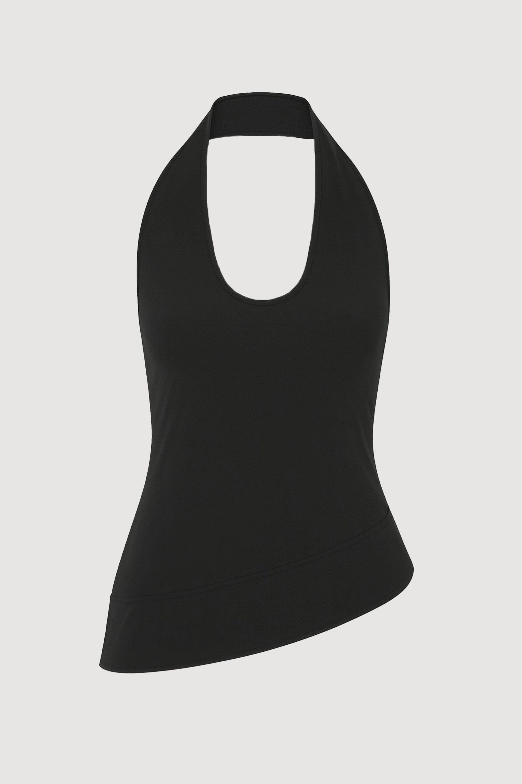 Anju Asymmetric-Hem Halter Blouse Product Image