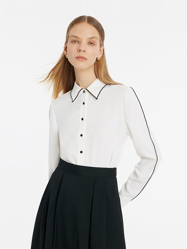 Contrast Trim Commute Women Shirt Product Image