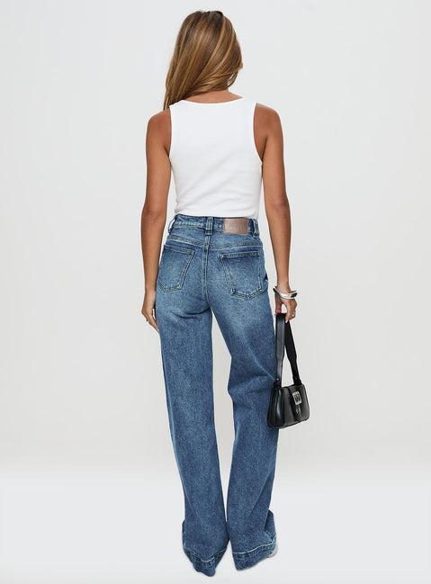 Carsen Wide Leg Jeans Washed Blue Product Image