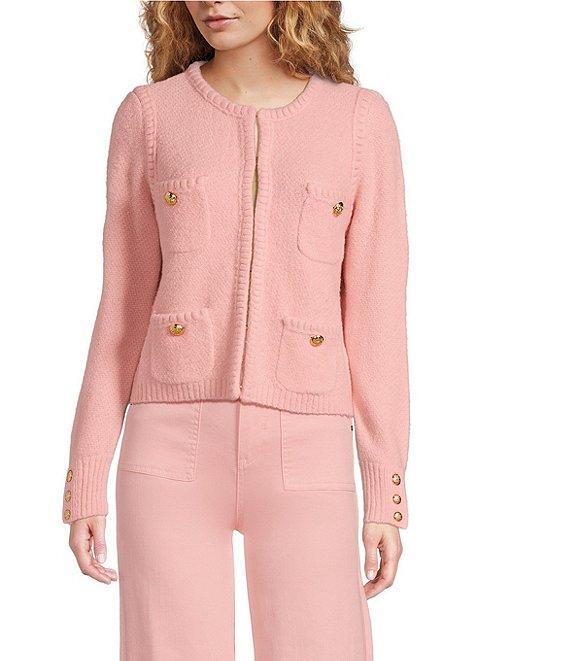 A Loves A Long Sleeve Button Cuff Crew Neck Front Pocket Cardigan Product Image