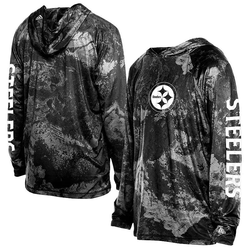Men's New Era  Black Pittsburgh Steelers RealTree Xtreme Camo Raglan Long Sleeve Hooded Top, Size: Small Product Image