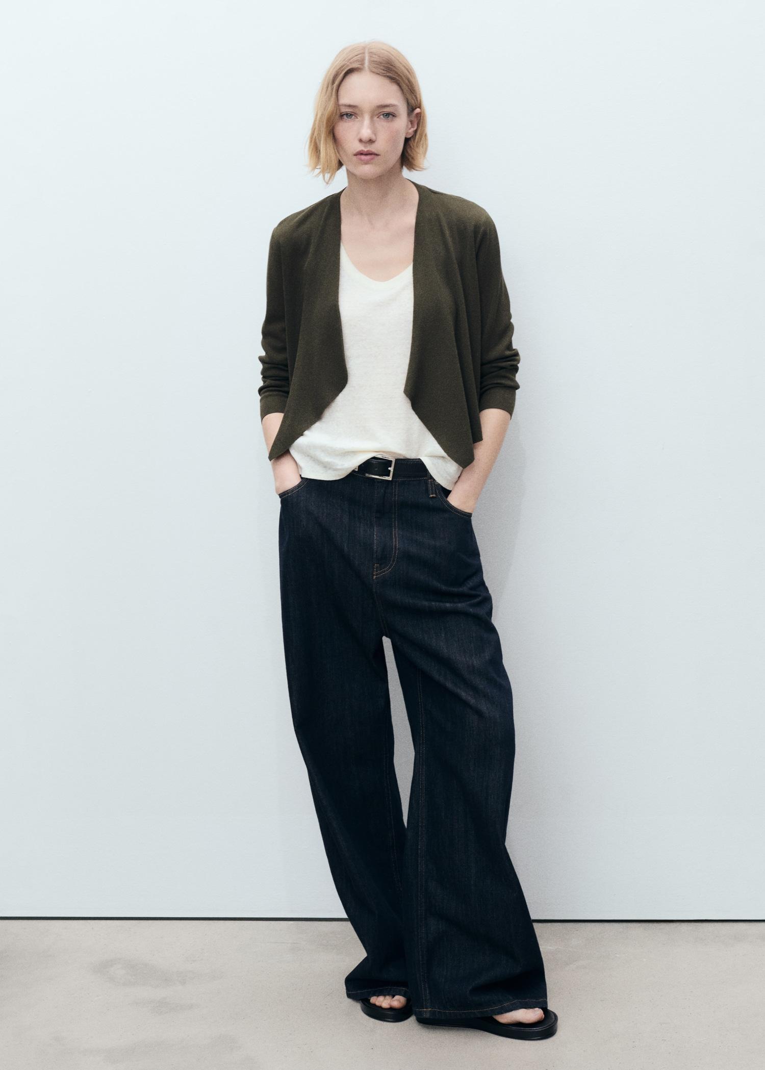 Knitted cropped cardigan - Women | MANGO USA Product Image