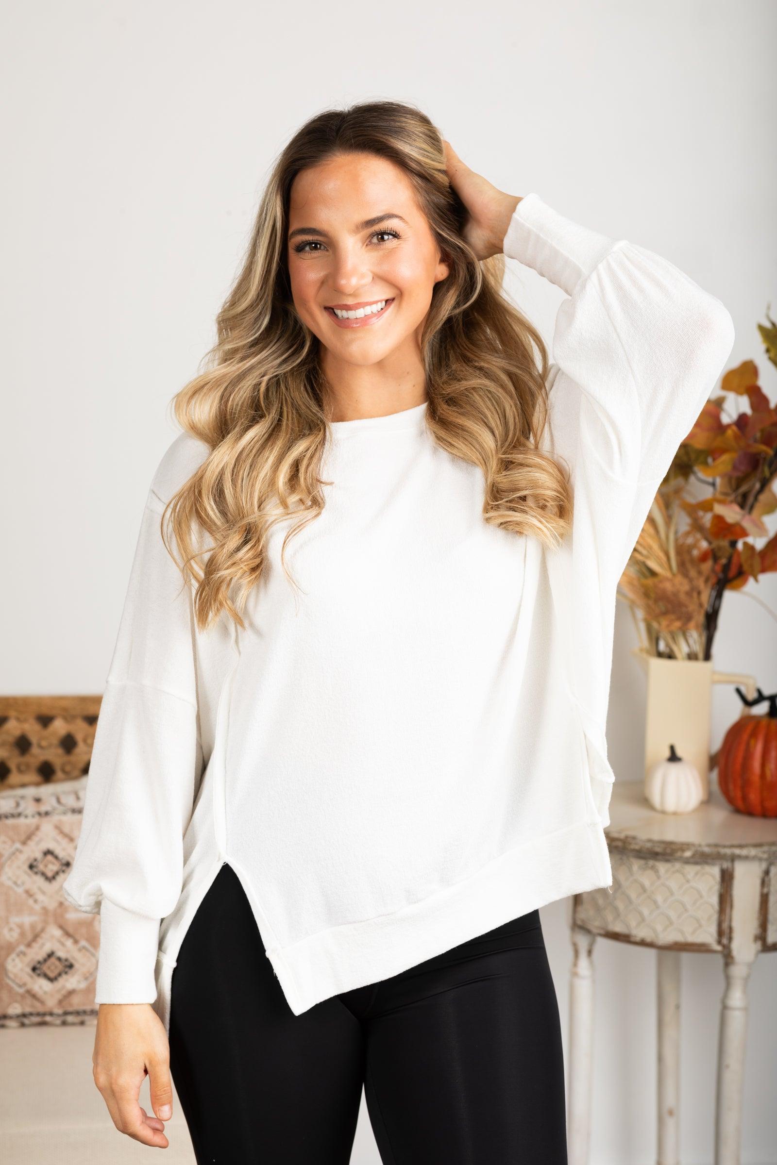 Pieced Oversized Crepe Hacci Knit Top Product Image