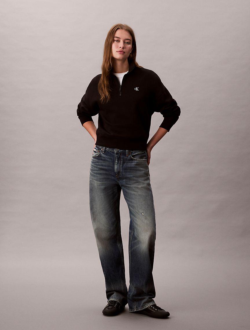 Archive Logo Fleece Quarter Zip Mock Neck Sweatshirt  Product Image