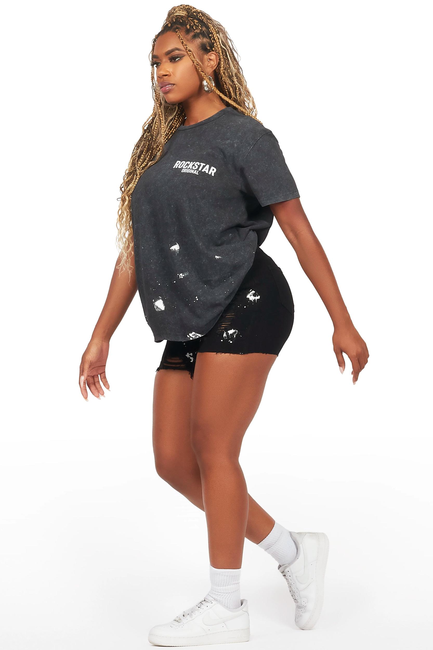 Vianka Black Denim Short Set Female Product Image