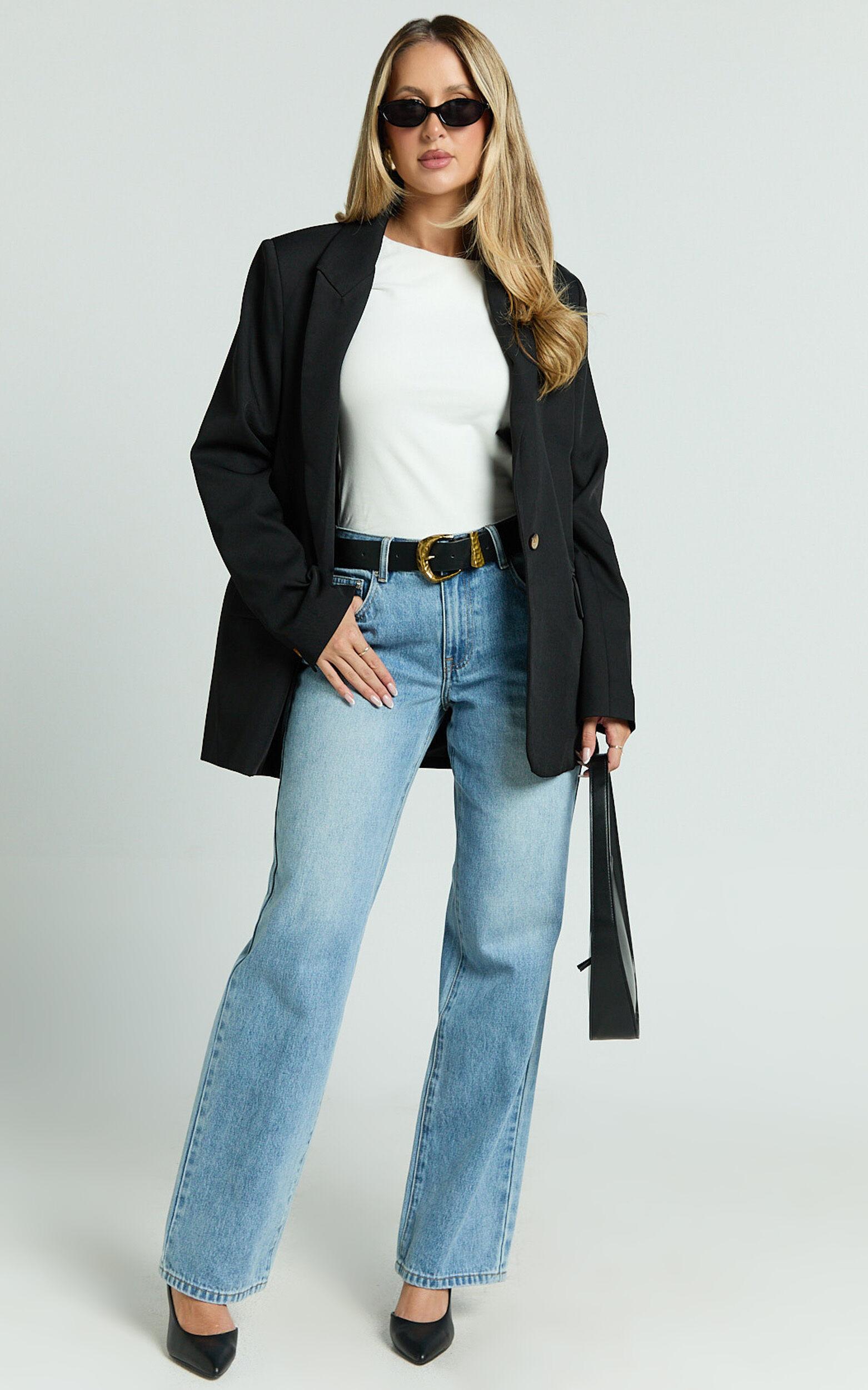 Caralina Blazer - Oversized Single Breasted Blazer in Black Product Image