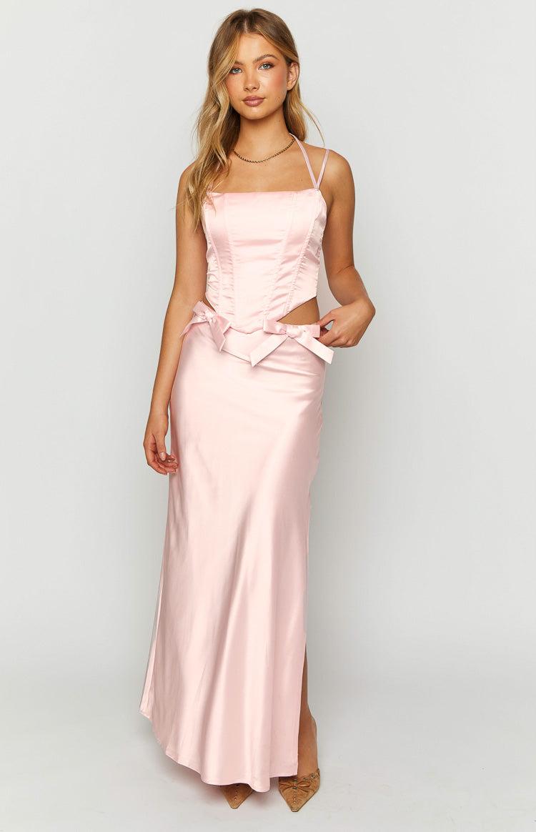 Azriel Pink Satin Bow Maxi Skirt Baby Product Image