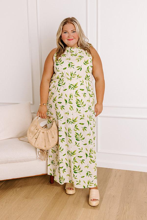 Ivy Brunch Linen-Blend Midi Dress Curves Product Image