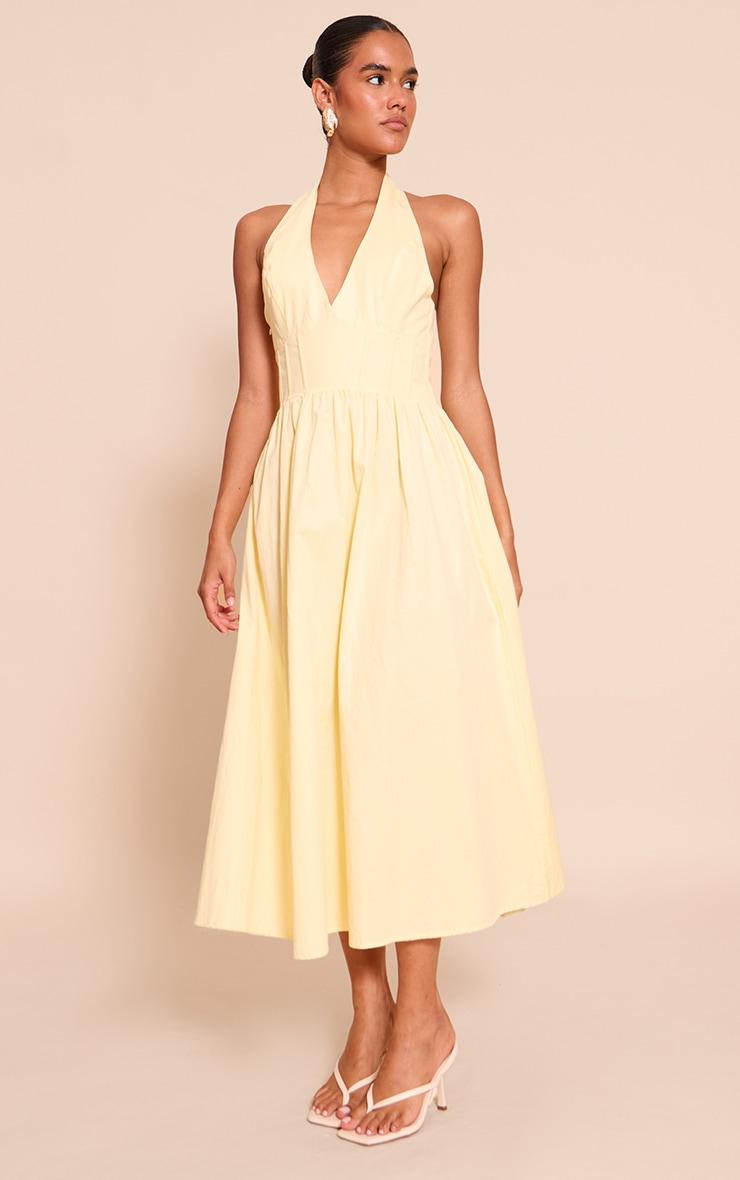 Lemon Woven Halterneck Sleeveless Midaxi Dress Product Image