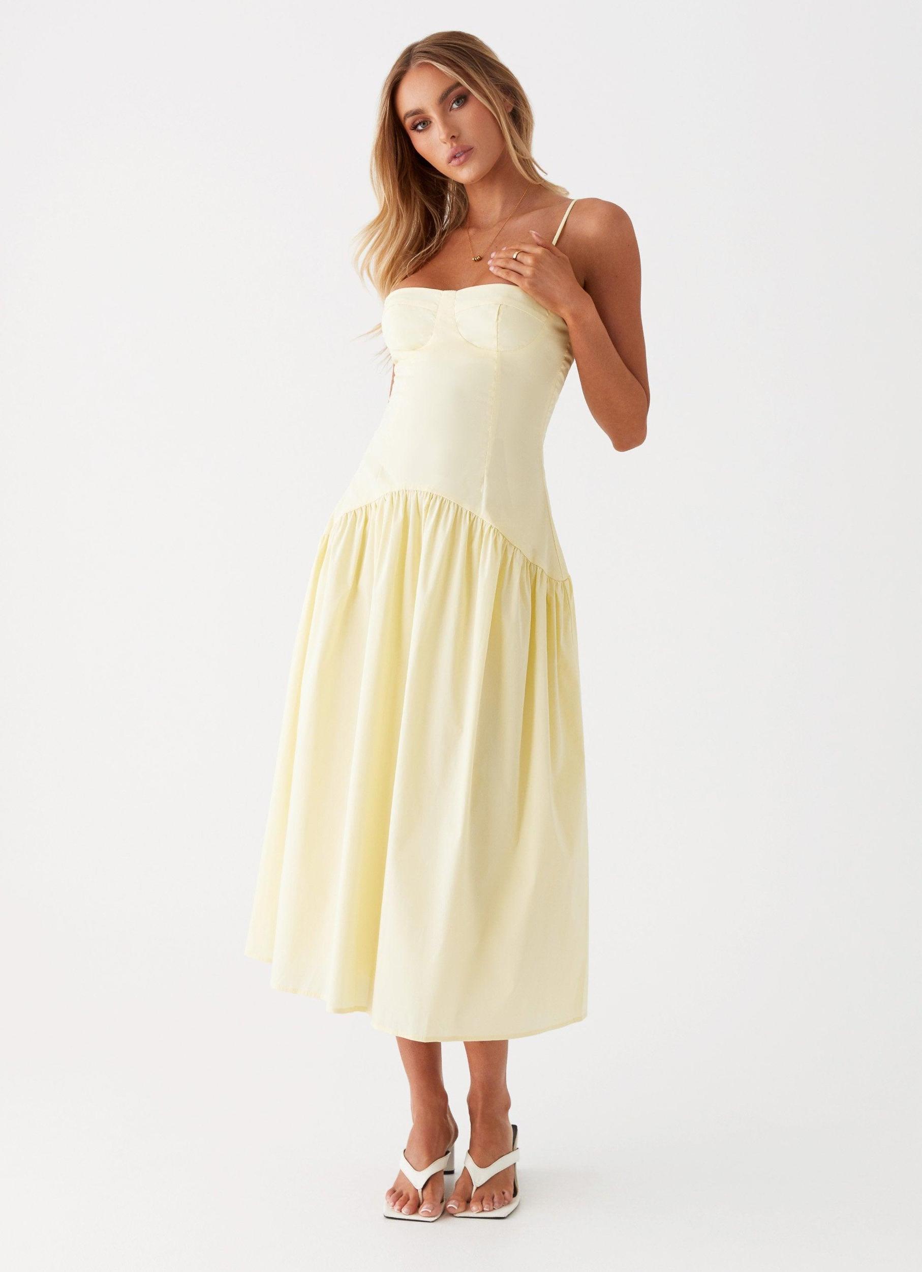 Yvette Corset Midi Dress - Yellow Product Image