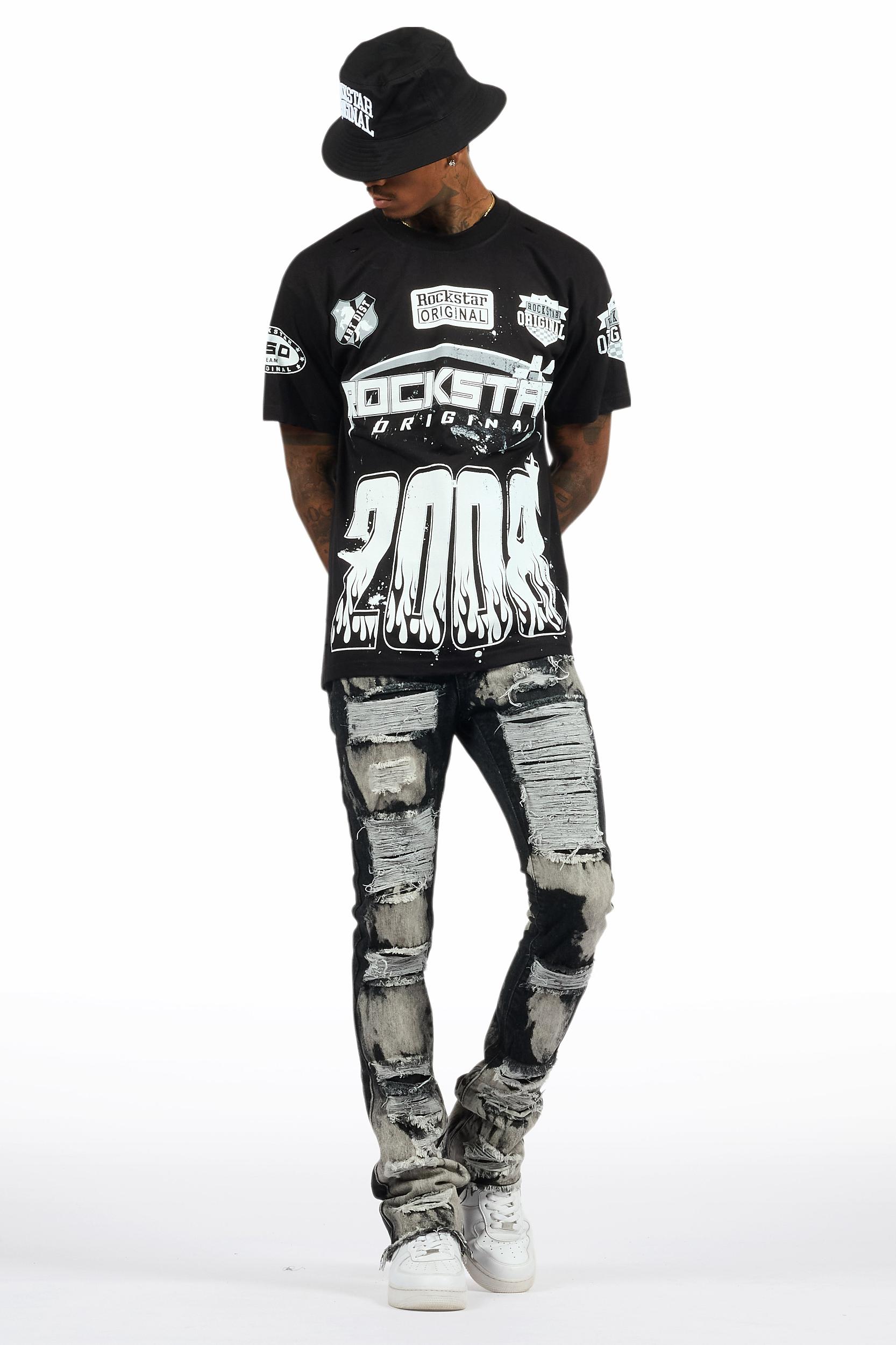 Amos Black T-Shirt/Stacked Flare Jean Bundle Male Product Image