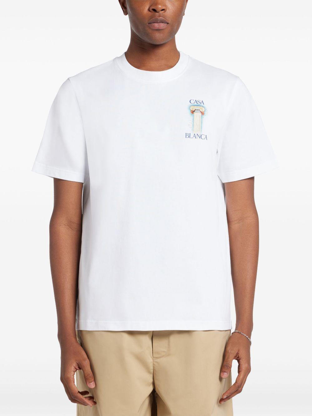 CASABLANCA White Crewneck T-shirt With Logo Detail On The Front And Maxi Logo Print On The Rear Product Image