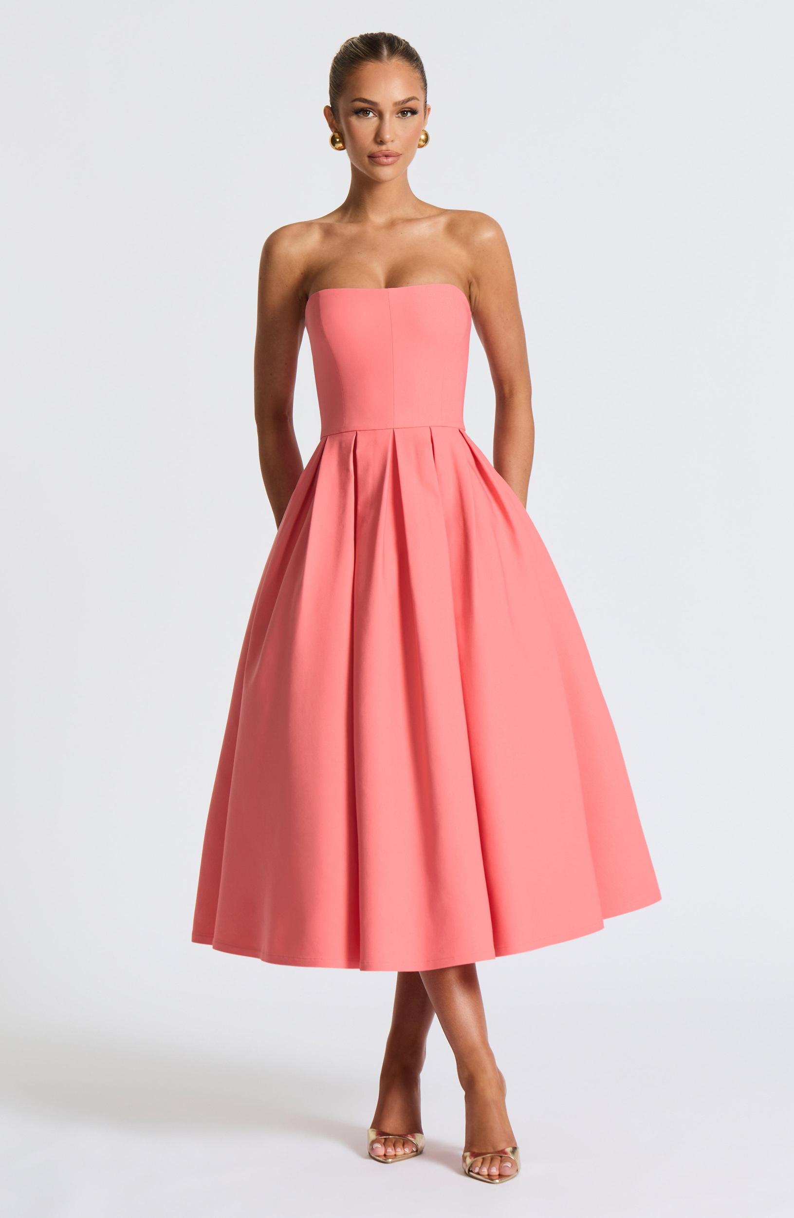 Edith Midi Dress - Coral Pink Product Image