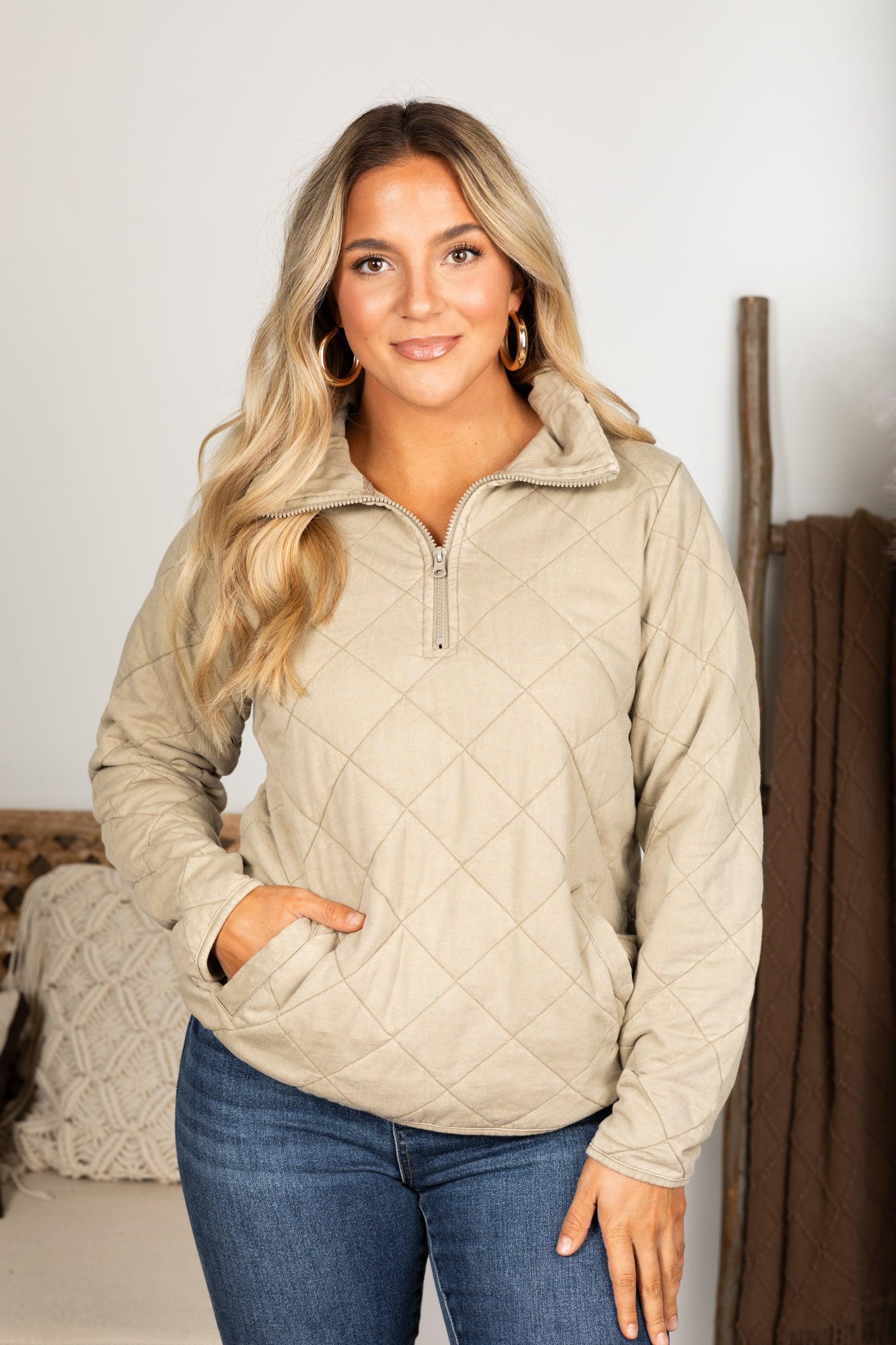 Quilted Mineral Washed Half-Zip Pullover Product Image