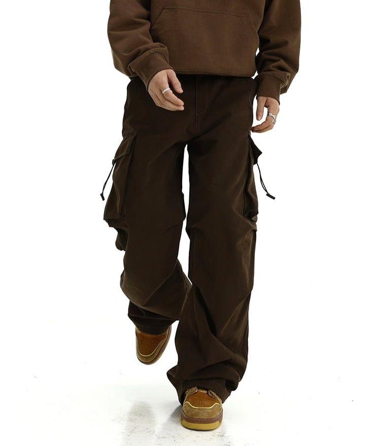 RT No. 10830 BROWN WIDE STRAIGHT CARGO PANTS Product Image
