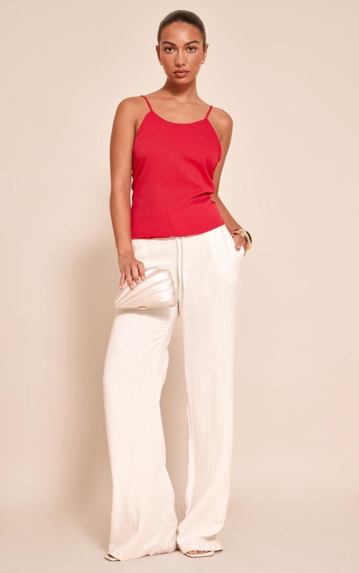 Tomato Red Chiffon Gold Back Trim Cami Product Image