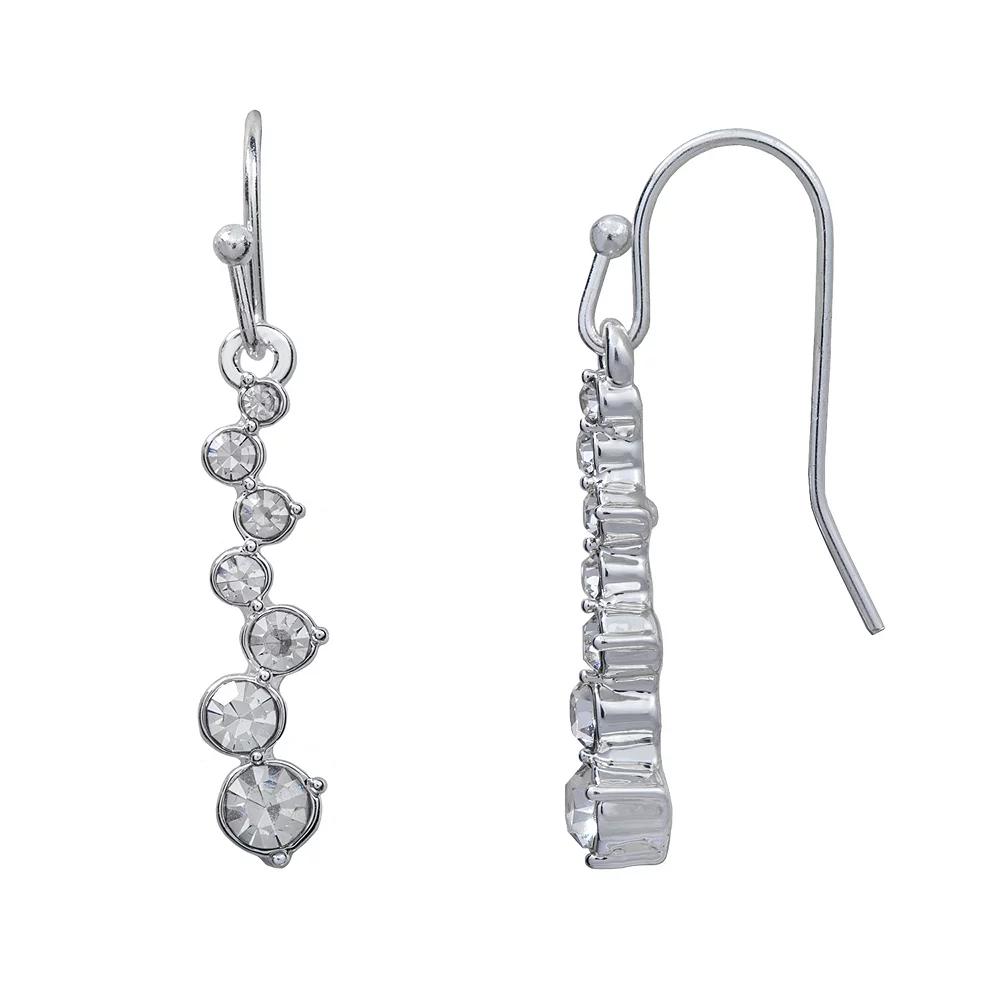 LC Lauren Conrad Silver Tone Simulated Crystal Zig-Zag Drop Earrings, Women's, Clear Product Image