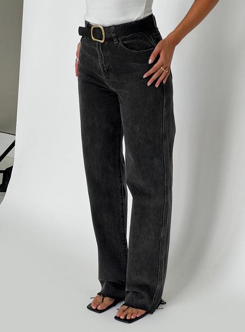 Karlina High Rise Straight Leg Jean Charcoal Product Image