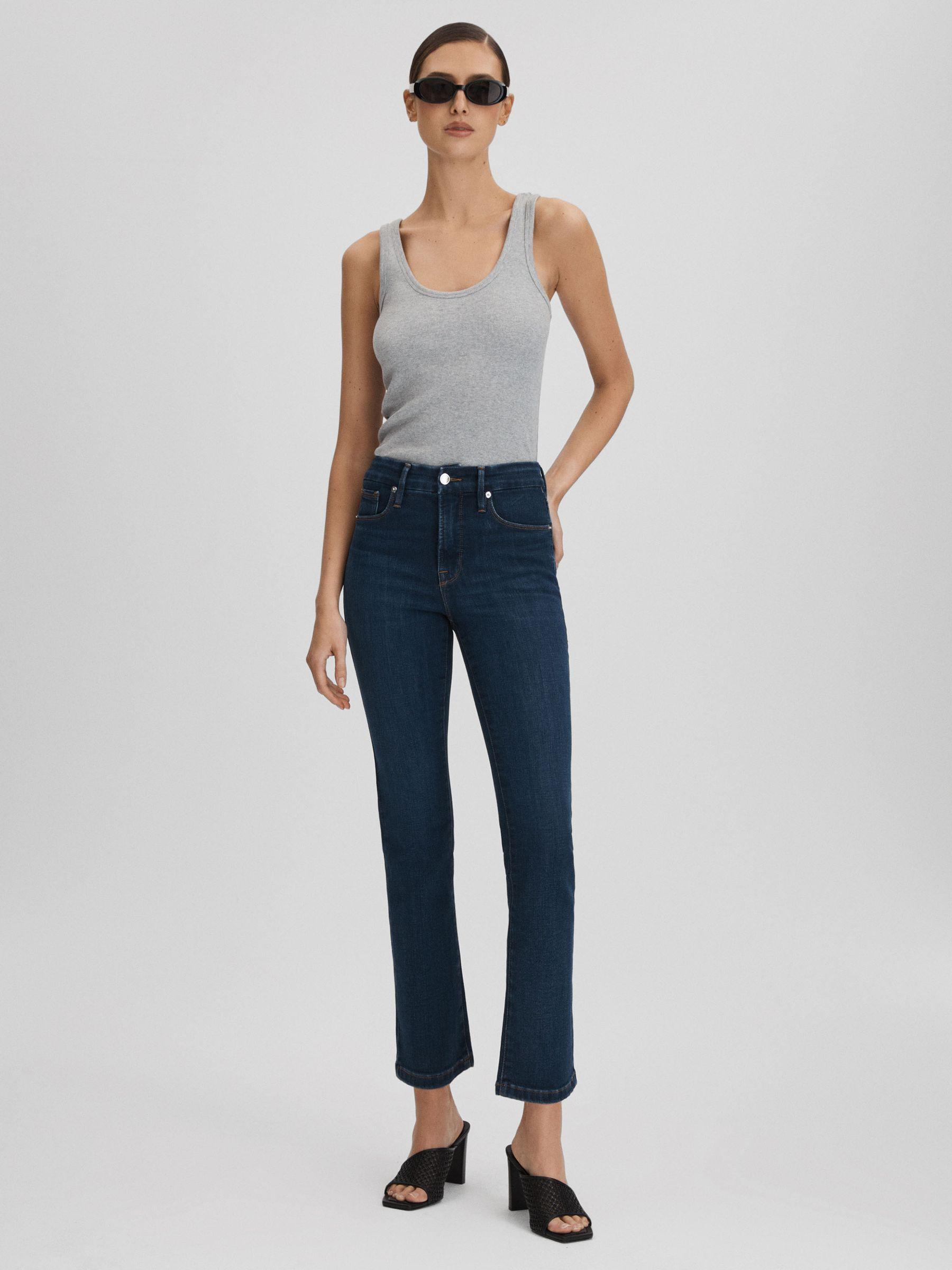 Good American Slim Fit Cropped Jeans in Blue Product Image