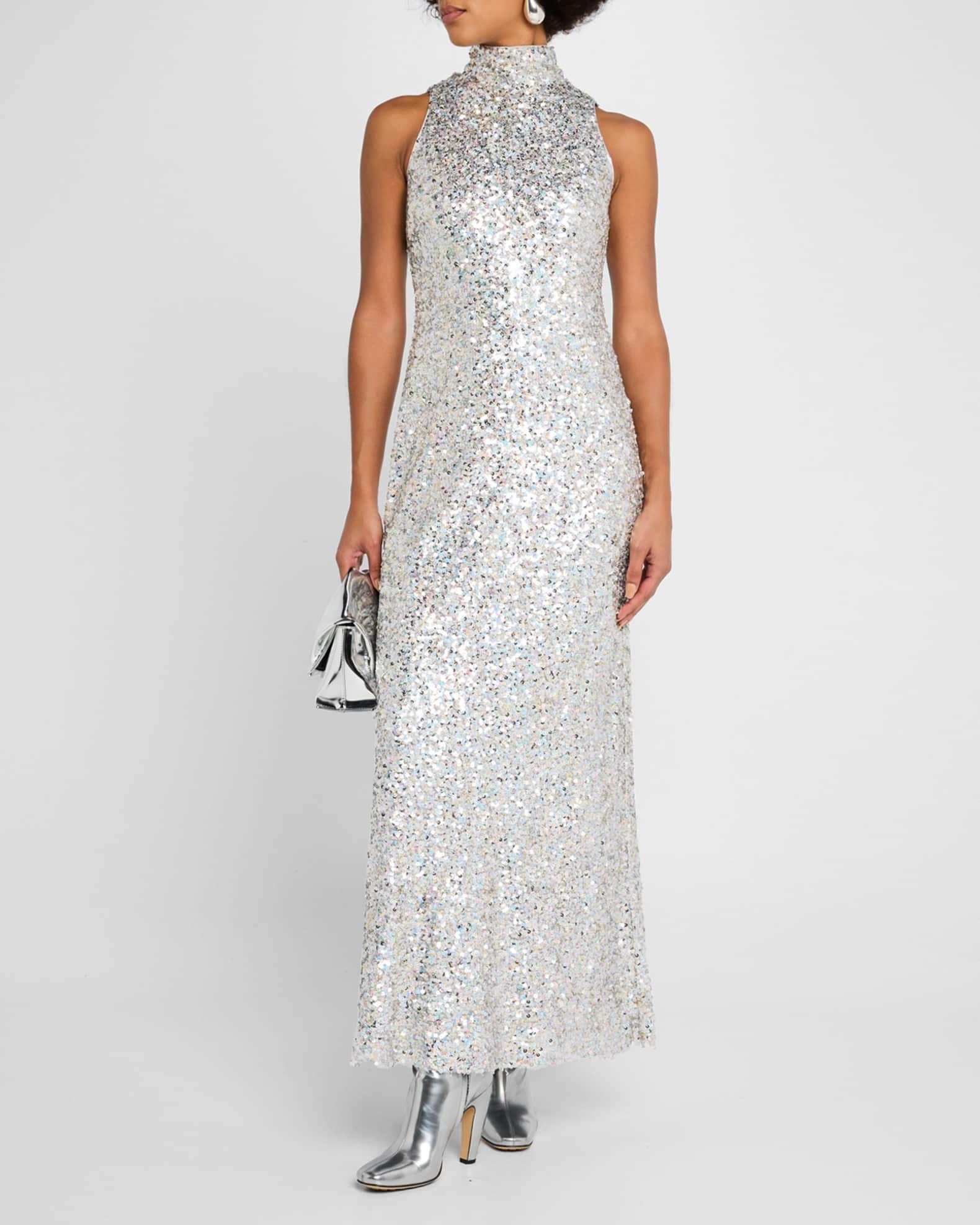 Sculpty High-Neck Sequined Dress Product Image