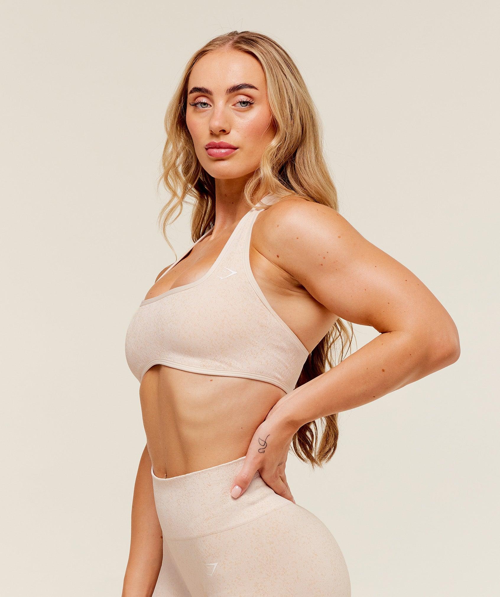 Gymshark Adapt Fleck x Whitney Halterneck Sports Bra - Coconut White Female Product Image
