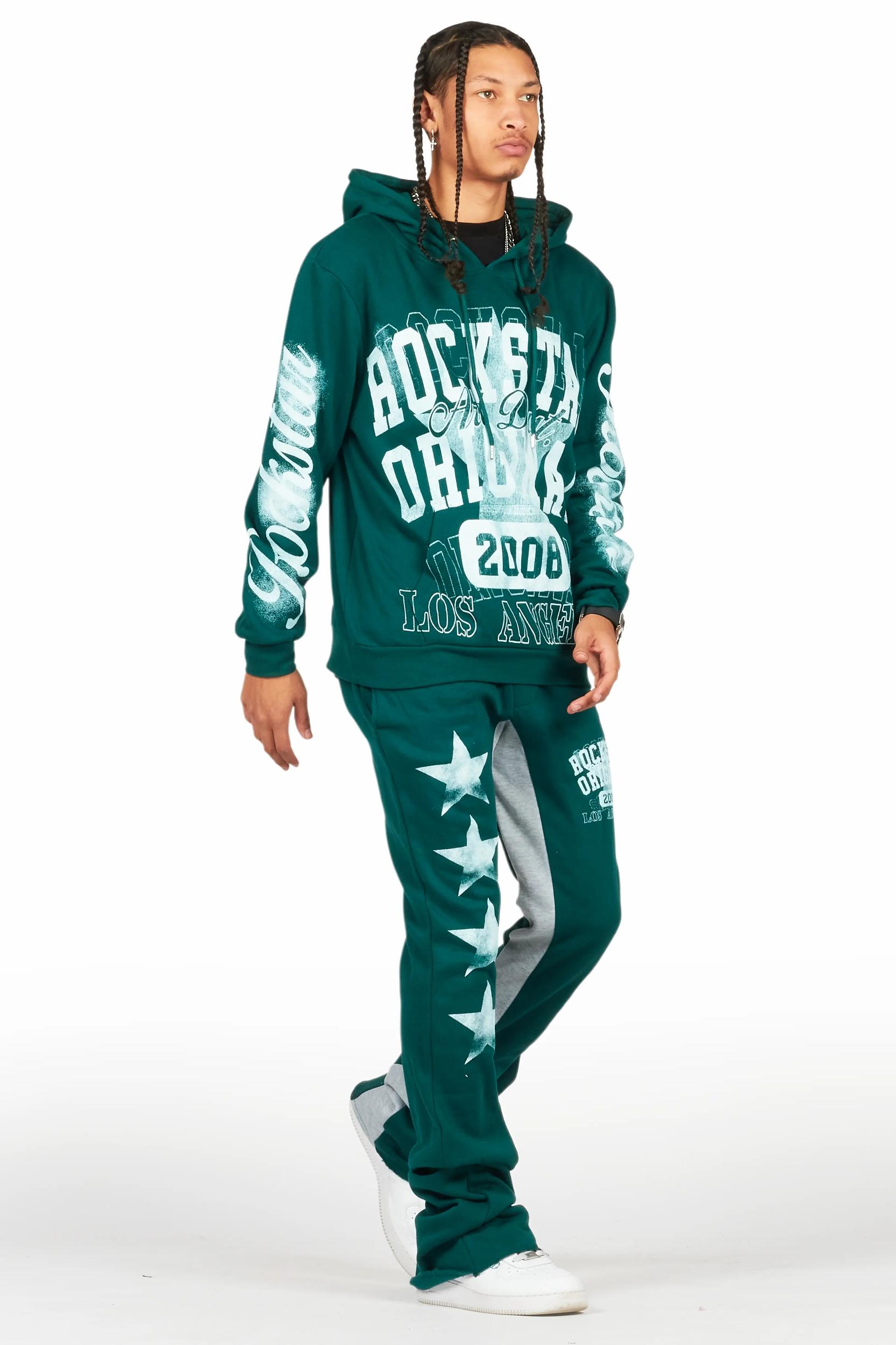 Greil Dark Green Hoodie/Baggy Track Pant Set Male Product Image