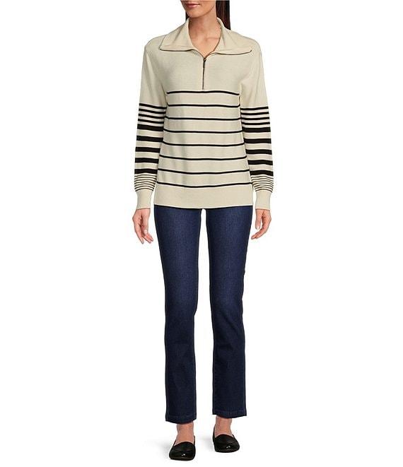 NIC + ZOE Easy Stripe Half Zip Long Sleeve Sweater Product Image