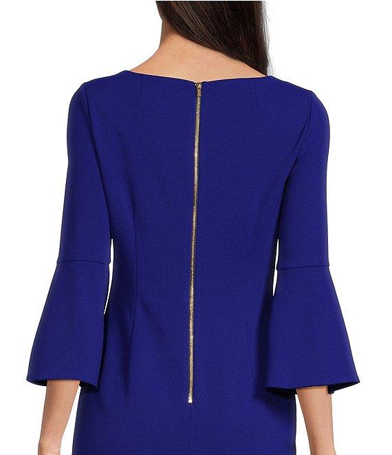 Calvin Klein 3/4 Bell Sleeve Boat Neck Sheath Dress Product Image
