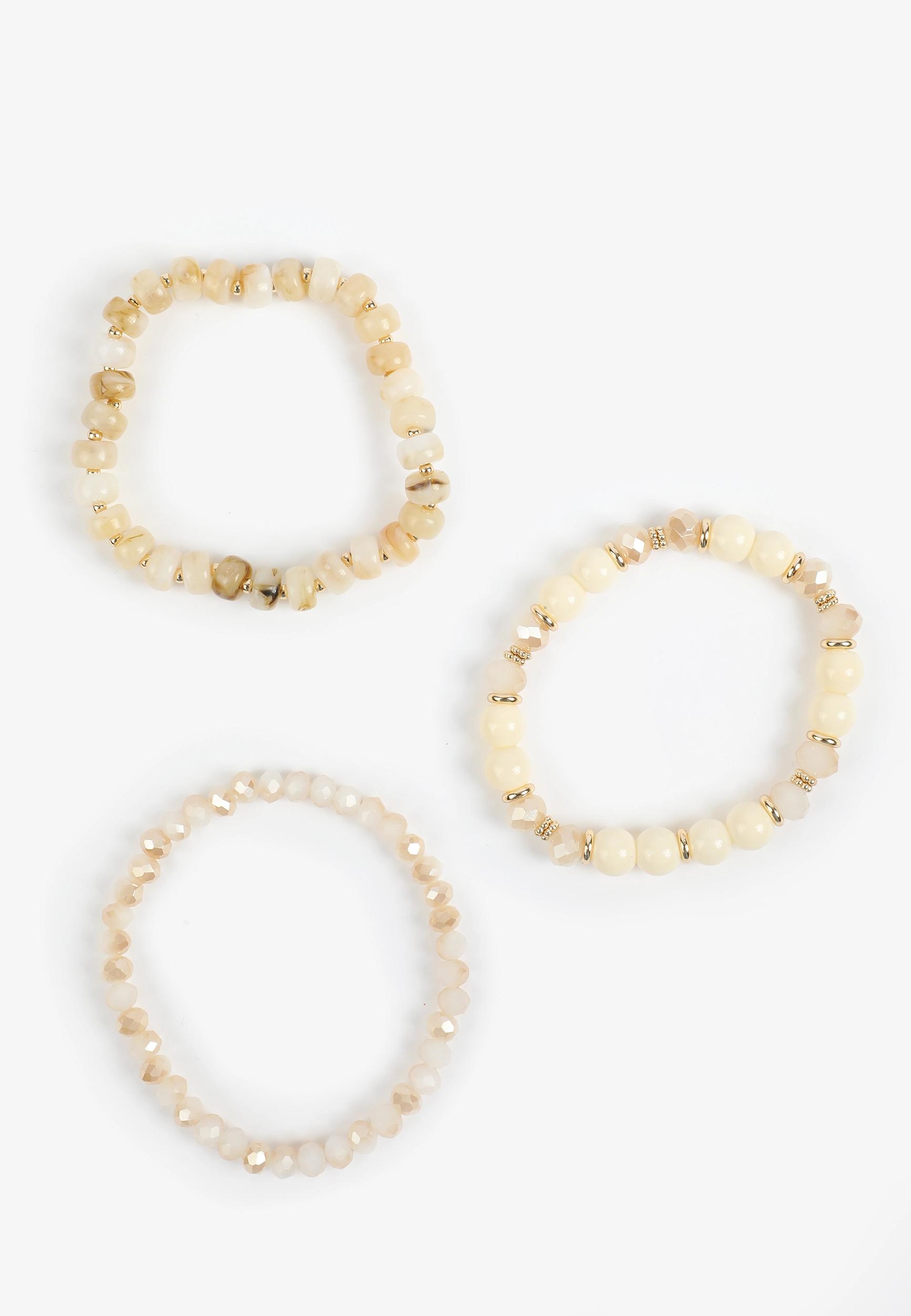 3 Pack Cream Stretch Bracelet Set Product Image