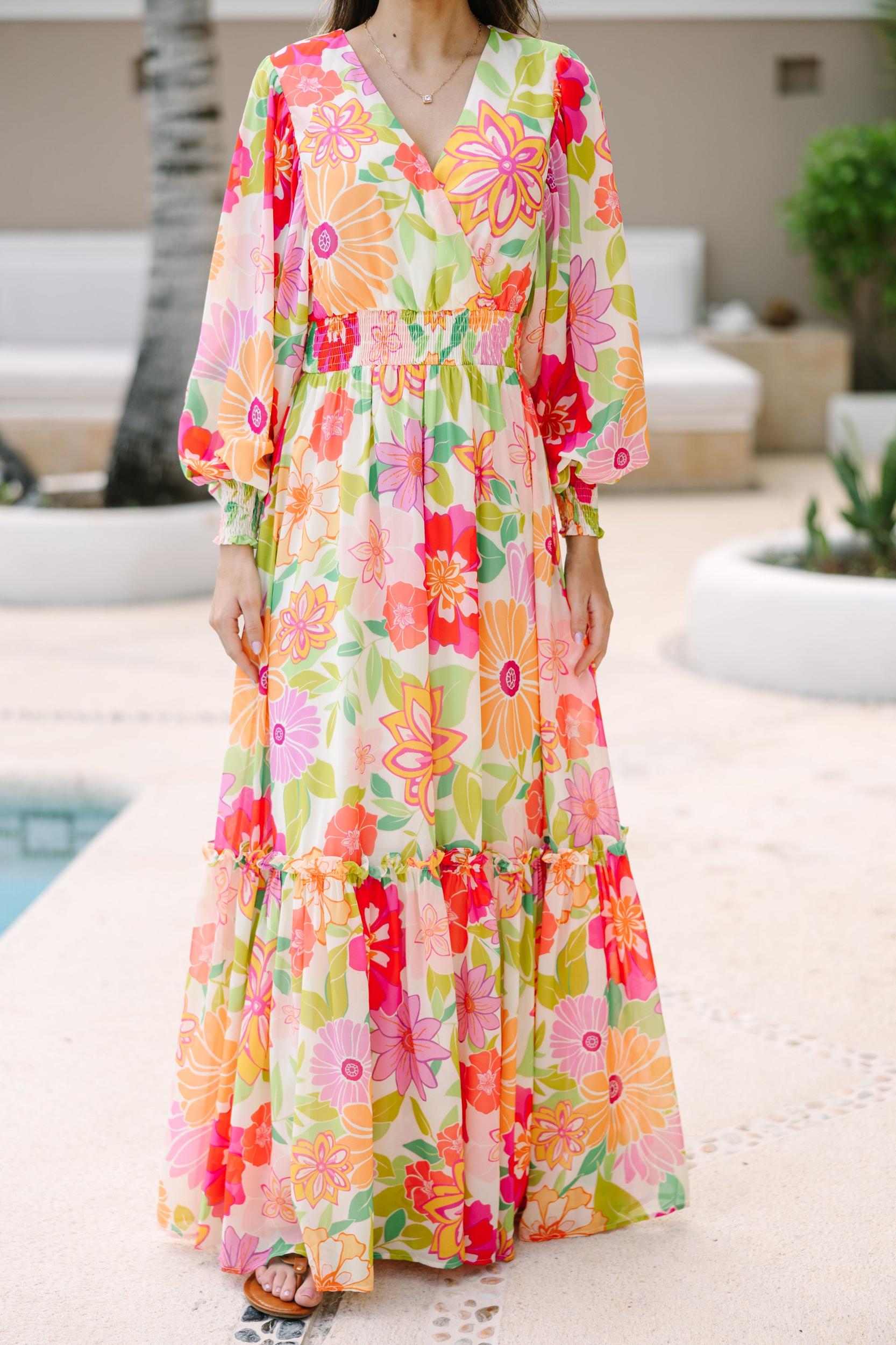 Say It Loud Fuchsia Pink Floral Maxi Dress Female Product Image