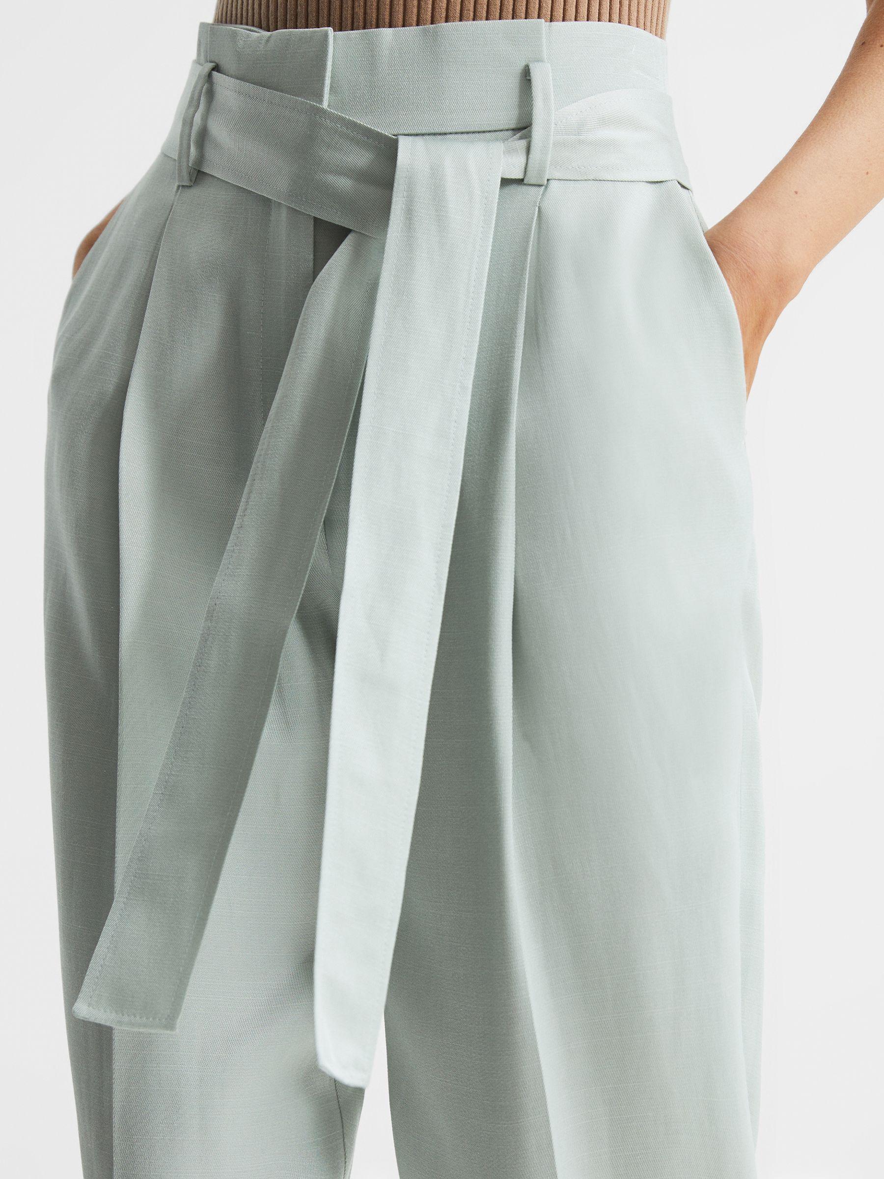 Tapered High Rise Trousers in Mint Product Image