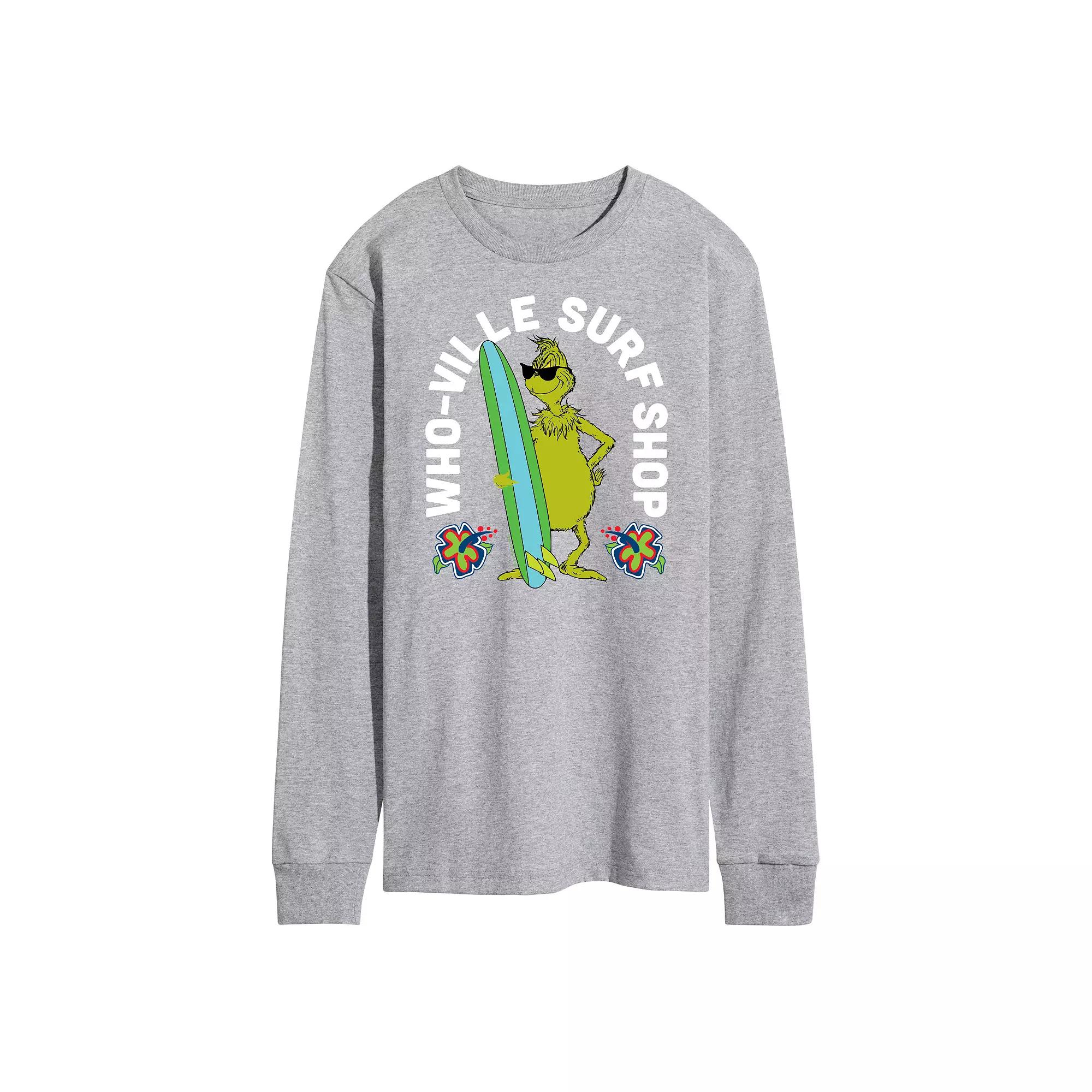 Men's Dr. Seuss The Grinch Whoville Surf Shop Long Sleeve Graphic Tee,  Product Image